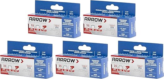 Arrow 202-EK 1/4-Inch Length Galvanized Steel Staples for Desktop Staplers only, Office Supplies for Desk Staplers for Business, Classroom Supplies, Home Office, and Craft Use, 5-Pack, 5000 Per Pack
