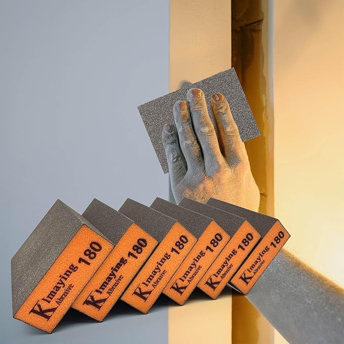 Sanding Sponge, 180 Grit Assortment Sanding Block, Wet and Dry Dual-use Sander Sponges for Drywall Metal, Sandpaper Sponge for Wood, Washable and Reusable
