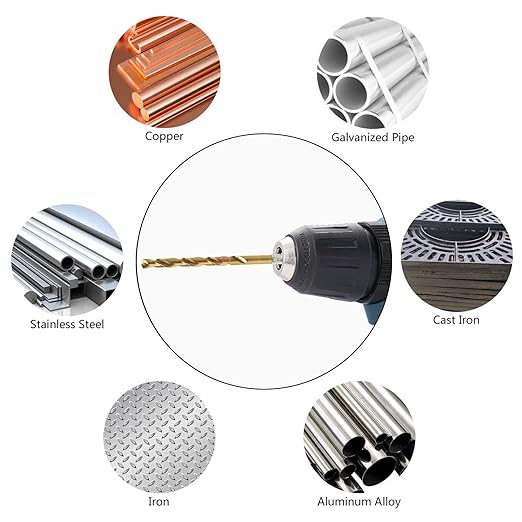 Hex Shank Drill Bits - Set of 10Pcs, 1/4 Inch Premium 4341 HSS Titanium Impact Hex Drill Bits for Wood, Steel, Metal, Plastic, Quick Change Design