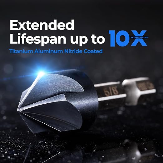 toolant 3/4" Noir-Ti Cobalt Countersink Drill Bit(Pro), Titanium Aluminum Nitride Coated with Quick Change Hex Shank