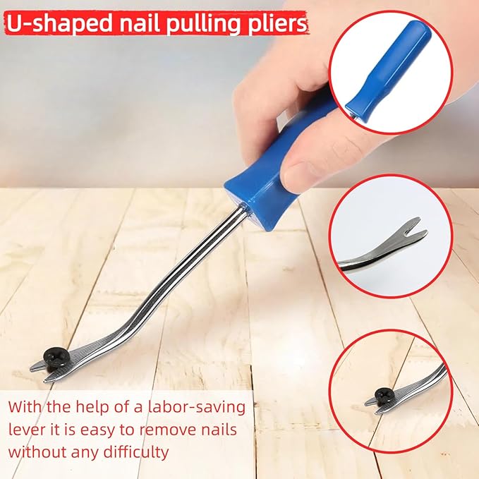 4 Pcs Staple & Nail Puller Tool Kit ??Upholstery Staple Remover, Tack Lifter, Nail Puller Pliers & Fastener Remover for Furniture, Floor, Wall, Wood, Car, Photo Frame