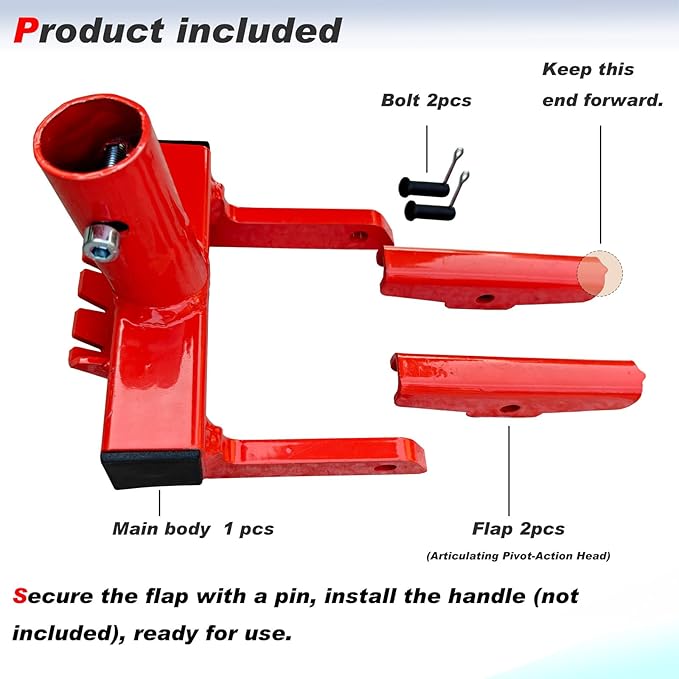 Pallet Buster Tool, Deck Board Remover for Demolition, Wrecker Pry Bar with Nail Remover (NO Handle), Articulating Pivoting Head Deck Wrecking bar, Orange (PBT-AP01)
