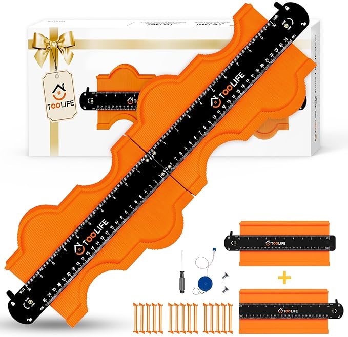 TOOLIFE Connectable Contour Gauge 10+10 Inch,Christmas Gifts for Stocking Stuffers Men Husband Dad, Shape Woodworking Tools for Flooring Tile Laying Carpet, Gifts for Him, Anniversary Birthday Ideas
