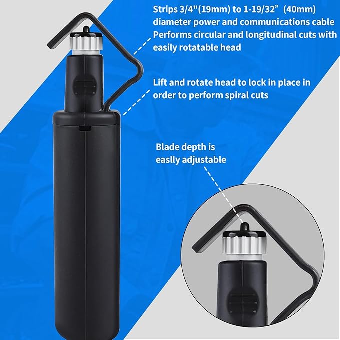 Elfcam짰 - Cable Stripper for the Outer Diameter 4.0mm to 29.0mm, Fiber Optic Cable Jacket Sheathing Removal and Stripping, Coaxial Cable Stripper, Automatic Cable Stranding Tool