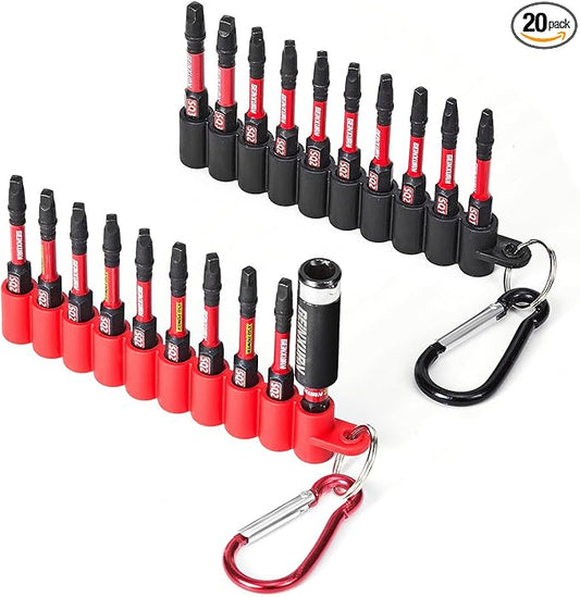 Impact Square Screwdriver Bits Set, 20 Pieces 2?쒶agnetic(SQ1/SQ2/SQ3) S2 Steel Multi Cross Driver Bits and 1 Pc Bit Holder with Soft Hanging Strips