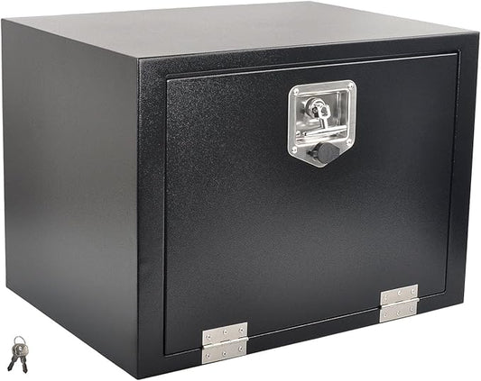 24 Inch Steel Tool Box with T-Handle Latch, Underbody Storage Truck Bed Organizer Toolbox for Trailer Pickup RV, Job Tool Chest, 24 X 18 X 18 Inch, Black