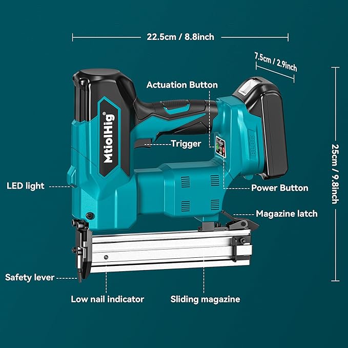 Cordless Brad Nailer Compatible with Makita 18V Lithium-Ion Battery, Powered Electric Nail Gun for Wood 18GA, Brushless Motor, 2 Mode, 18 Gauge 5/8 to 1-1/4 Inch, Tool Only