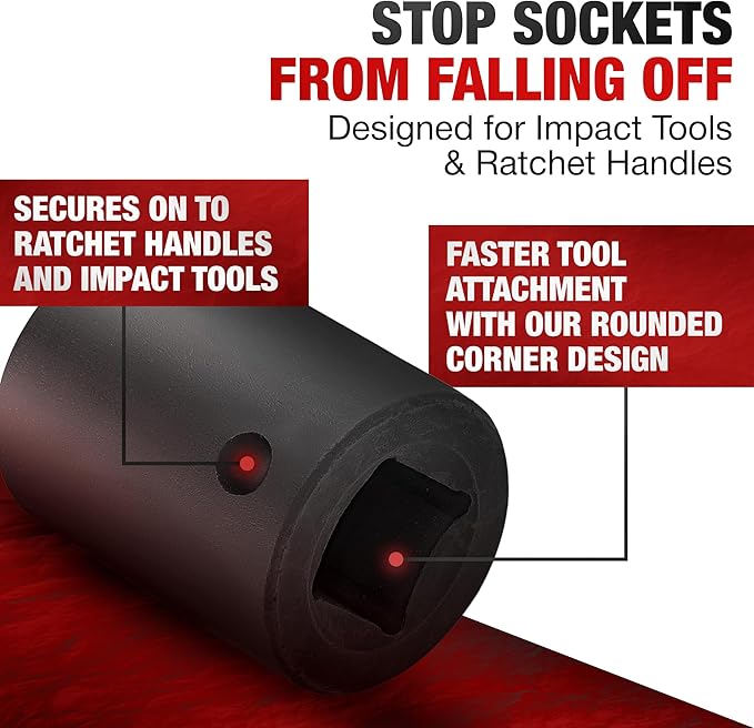 TIGHTSPOT 1/2 Inch Drive - 17mm Shallow Impact Socket with Anti-Rounding 6 Point Design, Heat-Treated CRV Steel, Metric
