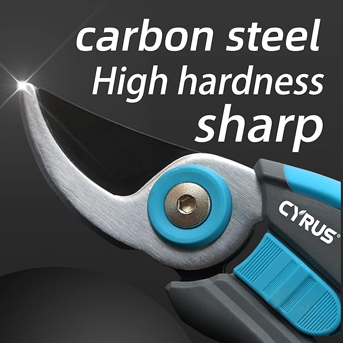 Pruning Shears for Gardening, 8??Stainless Steel Gardening Hand Pruner, Bypass Pruning Shears Steel Blades with Non-stick Coating Adjustable Up to 3/4" Cut Reinforced Plastic Handles