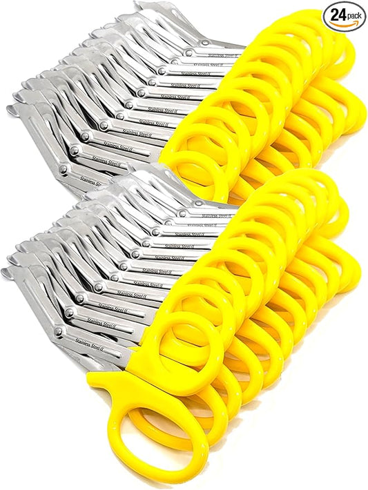 Set of 24 Trauma Paramedic EMT Shears Scissors 7.25"- Made of Premium Quality Stainless Steel - Ideal Gift for EMT, Nurses doctors Firefighter and more (Yellow)
