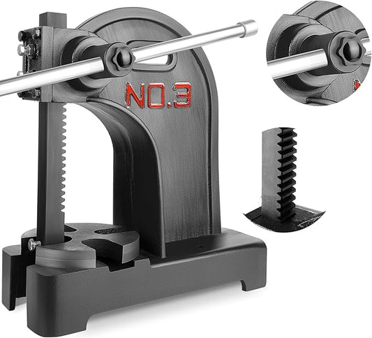 Heavy Duty 3 Ton Arbor Press, Manual Arbor Press, 12" Maximum Height, Cast Iron Desktop Press for Bending, Stamping, Forming, Stretching (3 Ton Black)