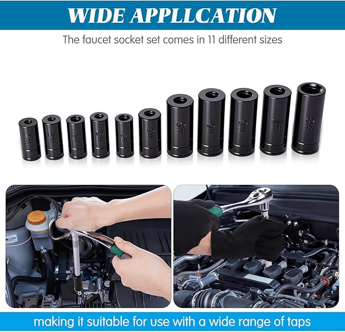 11 Pack 70700 Tap Socket Set Tap Socket Fits All Number and Fractional MCTI Standard Taps Thru 1/2" and 1/8" NPT Taps