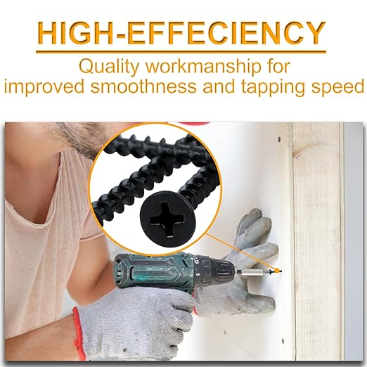 KURUI #6 * 2in Drywall Screws, Dry Wall Screws for Drywall Wood, 150Pcs Coarse Thread Sheetrock Screws - Black Bugle-Head Phillips Self Tapping Wood Screws