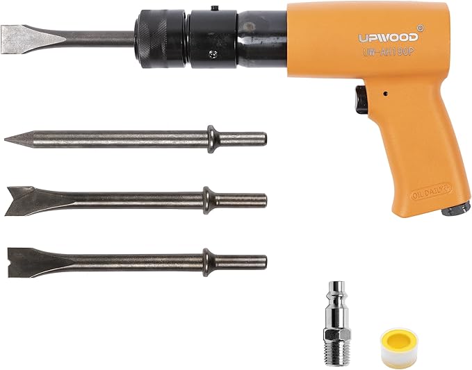 UW-AH190Plus Medium Barrel Air Hammer Kit with Quick Change Retainer and 4 Chisels, 2-5/8 Inch Stroke, 3500 BPM, Light weight (AH190P - Middle Barrel)