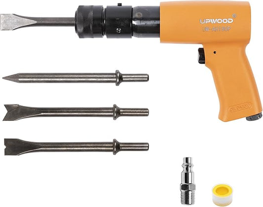 UW-AH190Plus Medium Barrel Air Hammer Kit with Quick Change Retainer and 4 Chisels, 2-5/8 Inch Stroke, 3500 BPM, Light weight (AH190P - Middle Barrel)