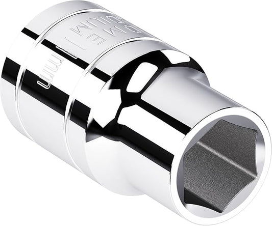 11mm Shallow Socket, 1/2 Inch Drive, 6-Point, Metric, Heat Treated CR-V Steel Short Sockets, Full Polishing, 1.5 Inch Length