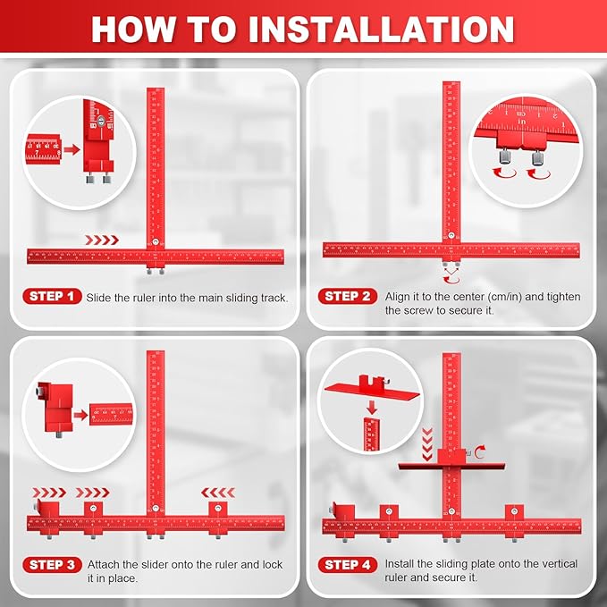 ECY Cabinet Hardware Jig ??Adjustable Cabinet Handle Installation Tool, All-Aluminum Drill Guide with Automatic Center Punch for Drawer Pulls & Cabinet Doors