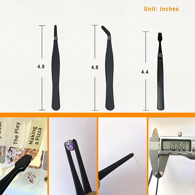 Precision Tweezers Set Anti-Static use for Electronics Soldering, Jewelry-Making, Laboratory & Crafts - Includes Storage Box