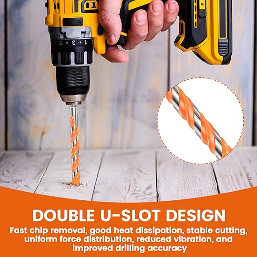 15PCS Concrete Carbide Drill Bits Set 5/32"-1/2" Masonry Drill Bits Set,Tile Drill Bit Set 6 Sizes Shockproof Tungsten Steel with 1/4" Hex Shank for Class/Brick/Plastic/Cement/Tile (1 Set)