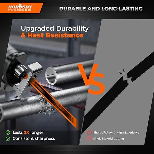 HORUSDY 6PCS 9-Inch 14TPI Bi-Metal Reciprocating Saw Blades, Heavy-Duty Blades for Cutting Steel Pipe, Rebar and Sheet Metal, Universal Shank Fits Most Saws