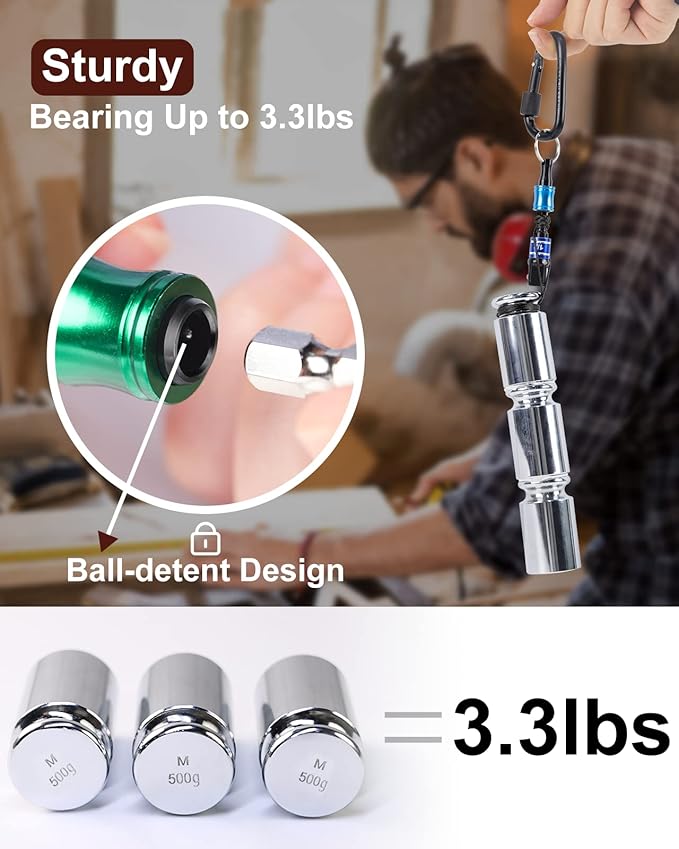 katerk 6pcs 1/4 inch Hex Shank Aluminum Alloy Screwdriver Bits Holder 8 Sets, Light-weight Quick-change Extension Bar Keychain Drill Screw Adapter Change Portable竊? Colors With Black Carabiner)