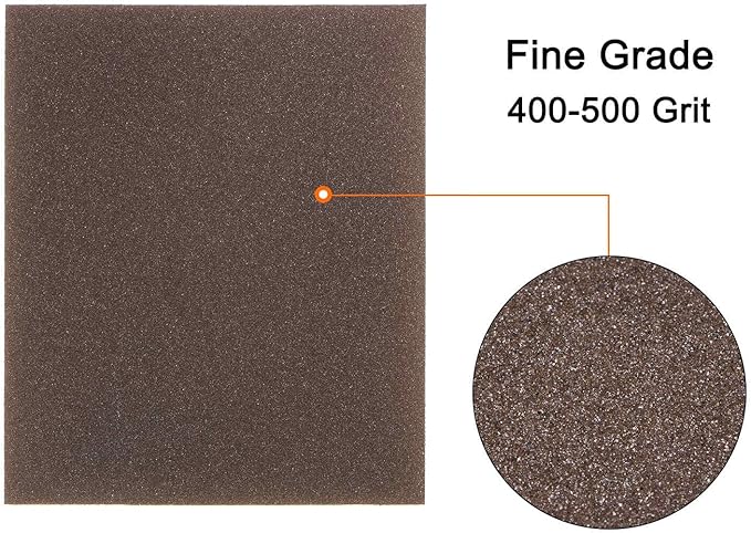 HARFINGTON 16pcs Fine Sanding Sponge Blocks 400-500 Grit Foam Sanding Block Pad for Polishing Kitchen Metal Wood Drywall, 120x100x12mm, Brown
