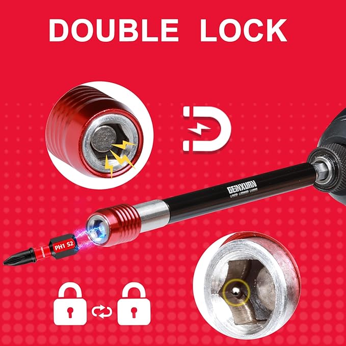 2Pcs 12??Impact Screwdriver Bit Holders Extra Long, Magnetic Extension Quick-Change Socket Drill Bit Holder Cr-V Steel Hex Shank Quick Release Drill Bit Guide