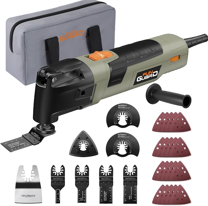 Oscillating Tool 300W, 6 Variable Speeds 22000 OPM Electric Corded Multi-tool with 3.5째Oscillation Angle, Quick Change Blade System,30pcs Accessories for Cutting, Sanding, Grinding, Scraping
