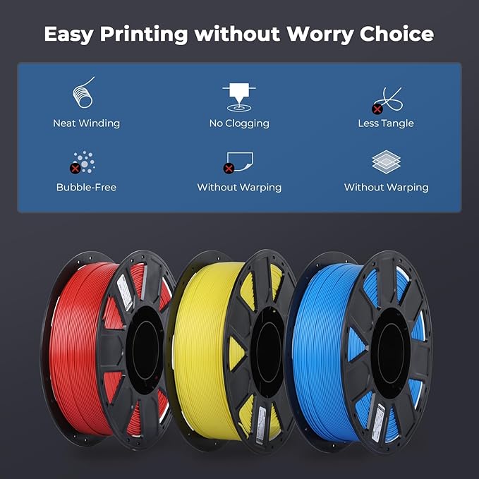 Creality 3D Printer Filament 1.75mm, Ender PLA Filament No-Tangling Smooth Printing Without Clogging No Warping, Fit Most FDM 3D Printers, 1kg Spool, Dimensional Accuracy +/- 0.02mm, Yellow