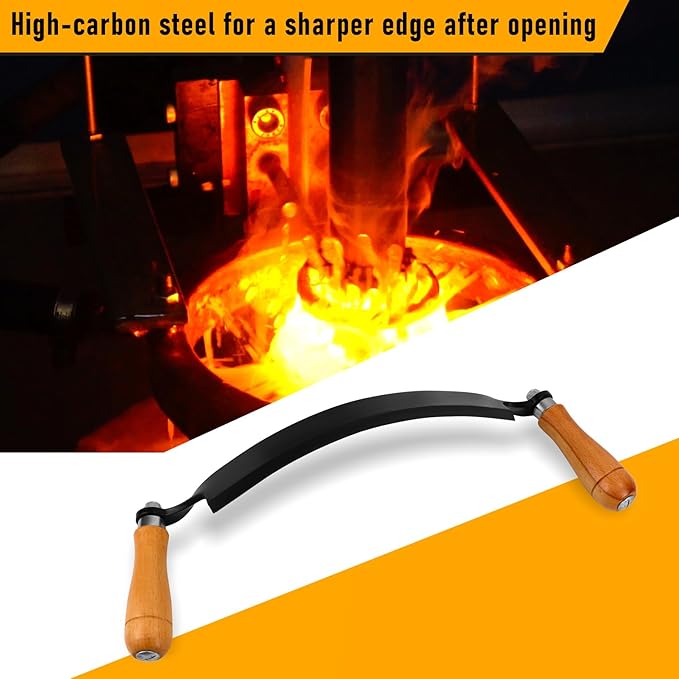Draw Knife ??Draw Knife Woodworking Tool for Hardwood/Softwood,Duty Curved & Straight Blade Bark Peeler, Sharpen-Ready Design with Bolt-On Handles