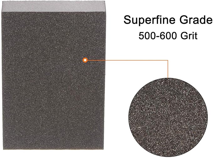 HARFINGTON 10pcs Superfine Sanding Sponge Blocks 500-600 Grit Foam Sanding Block for Polishing Kitchen Metal Wood Drywall, 100x70x25mm