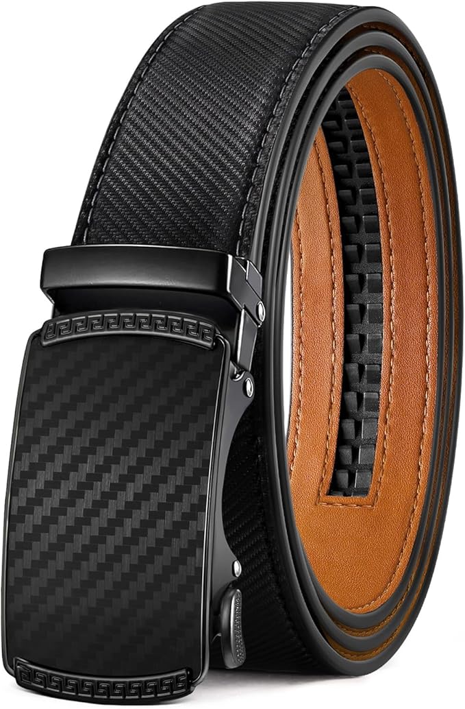 Zitahli Belt Men, Ratchet Belt Dress with 1 3/8" Premium Leather,Slide Belt with Easier Adjustable Automatic Buckle