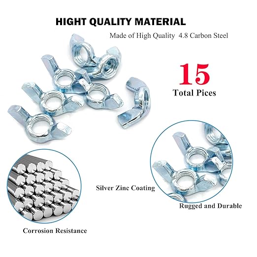 15 PCS 1/2-12 Inch Wingnuts, Quality Carbon Steel Wing Nuts Zinc Plated Fasteners Parts Butterfly Nut, Hand Twist Tighten Hardware Nuts Butterfly Wing-Nut 1/2-12??Assorted Kit
