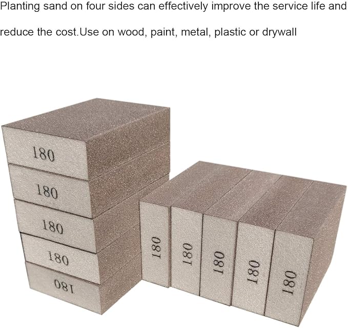 10 Pack 180 Grit Sanding Sponge, Washable and Reusable Sanding Blocks Great for Pot Pan Brush Sponge Brush Glasses Wood