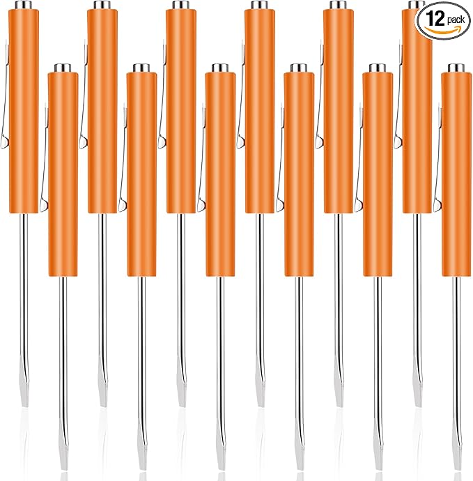 12 Pieces Pocket Screwdriver Mini Tops And pocket magnetic screwdriver with A Single Blade Head for Mechanical, Electrician (orange)