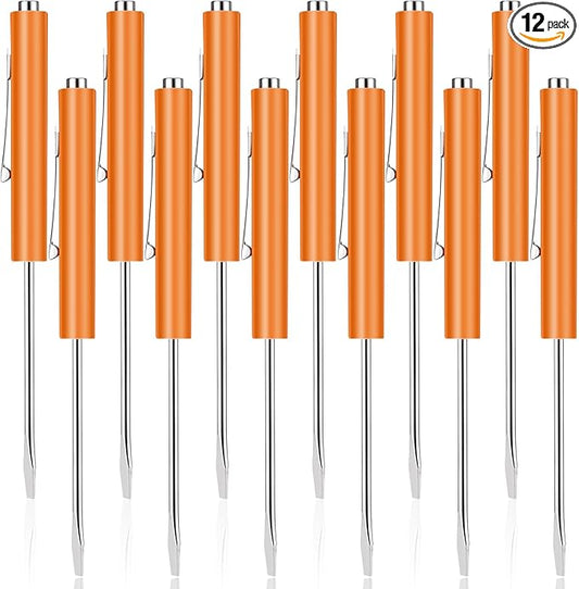 12 Pieces Pocket Screwdriver Mini Tops And pocket magnetic screwdriver with A Single Blade Head for Mechanical, Electrician (orange)