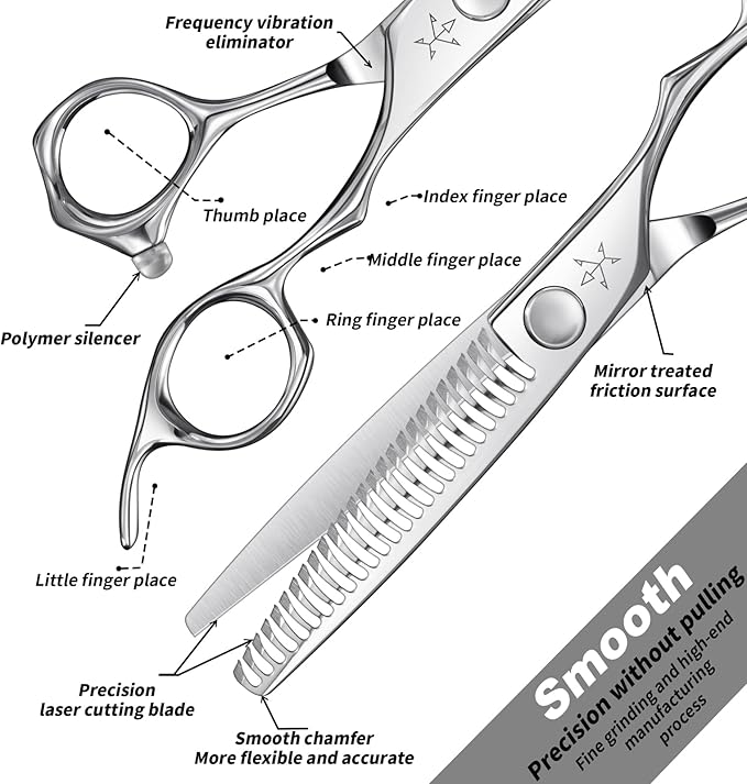 High-end Professional Hair Cut Thinning Scissors Hair Cutting Teeth Shears Barber Hairdressing Texturizing Scissor Extremely Very Sharp 6 Inch Stainless Steel Alloy For Men Women Salon& Home