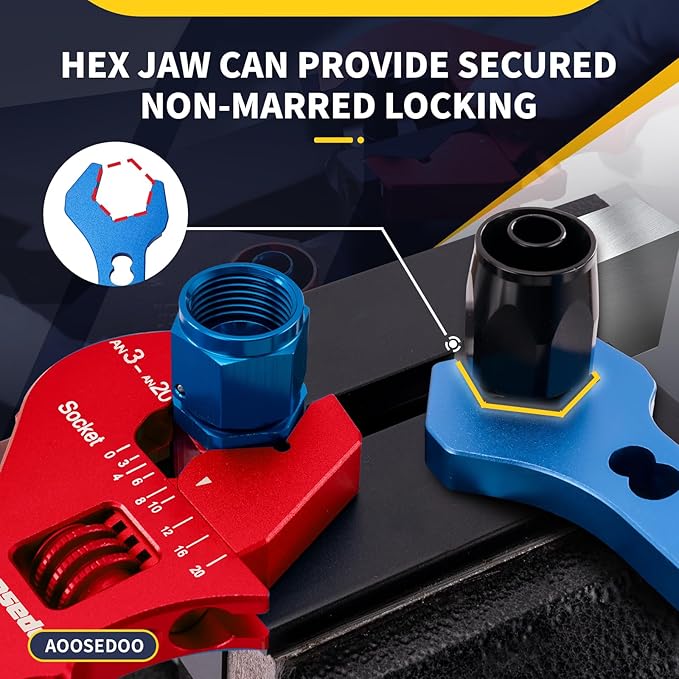AOOSEDOO 3AN-20AN AN Fitting Wrench AN Fitting Tool for AN Hose Fitting Assembly Adjustable Lightweight Aluminum Red With Double-ended AN Wrench 6AN Socket-AN8 B-nut Blue