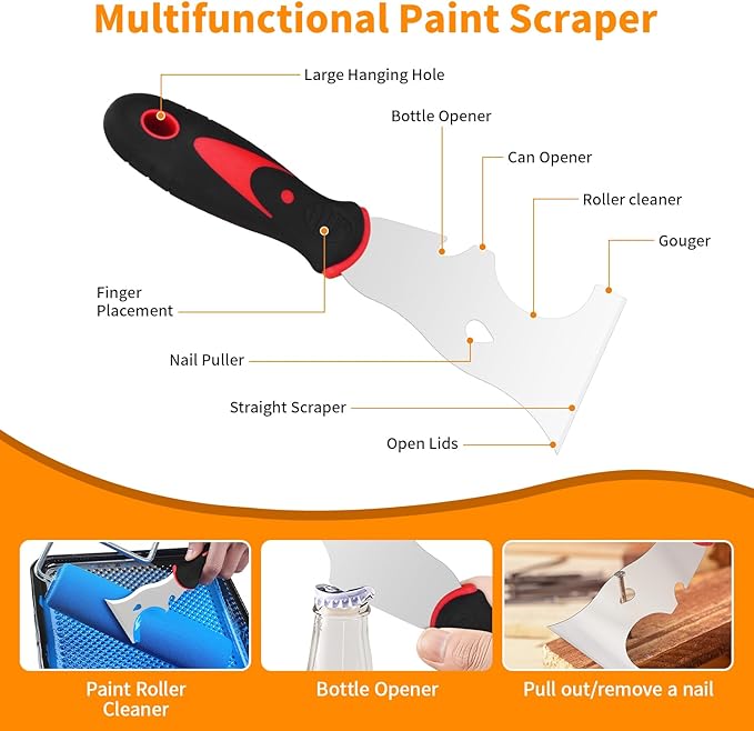 8 PCS Drywall Knife Set, Drywall Hand Tool Kit, Putty Knife in 6 Different Sizes, Brush and Organizer Bag, Spackle Tool Kit for Joint Taping, Finishing, Patching