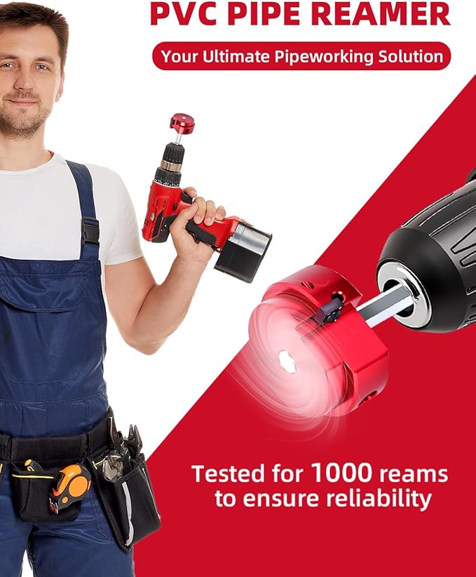 Erayco PPR150 1-1/2 Inch Plastic Pipe Fitting Reamer, PVC Pipe Reamer for Schedule 40 PVC Pipe, Fit into Standard 1/2" Drills, Suit for Water Lines, Drain Lines, Vent Lines