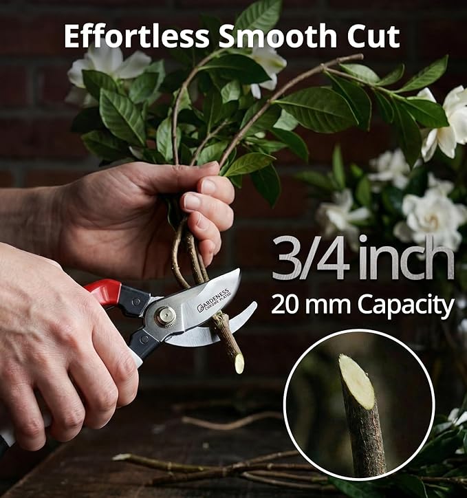 Gardeness Japanese Pruning Shears, Professional Bypass Heavy Duty Garden Pruner Secateurs ??Lightweight Easy Grip Hand Pruners Branch Clippers for Gardening, Trimming, Harvesting. Made in Taiwan