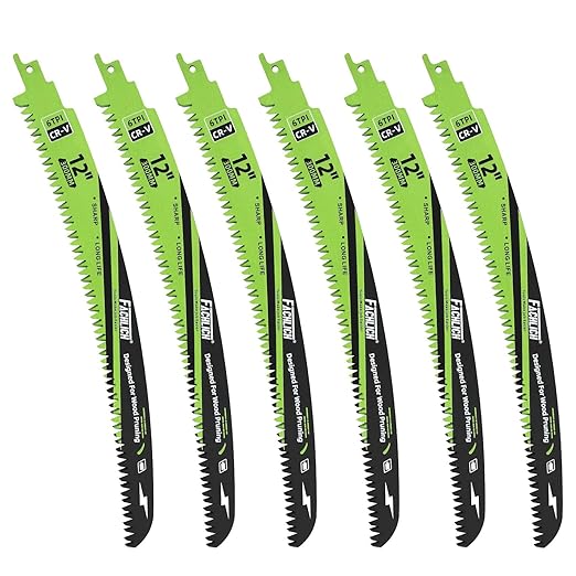 Japanese Teeth Reciprocating Saw Blade 12Inch - Saber Saw Blades Wood Pruning, 6pcs Curved Edge 6TPI for Tree Trimming, Wood/PVC Pipe Cutting
