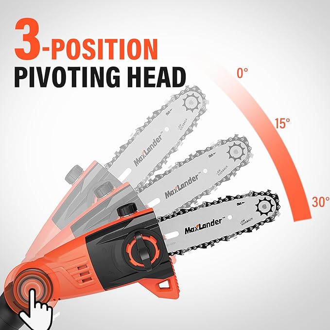 8 Inch Pole Saw and 18 Inch Pole Hedge Trimmer, 2-in-1 Cordless Pole Saws for Tree Trimming, 15-Feet MAX Reach, 16ft/s Speed, 20V Pole Chainsaw with 2.0Ah Battery & Charger