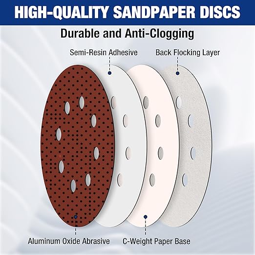 WORKPRO 150-Piece 80 Grit Sanding Discs - 5-Inch 8-Hole Hook and Loop Sandpaper for Random Orbital Sander (Not for Oscillating Tools or Mouse Sander)