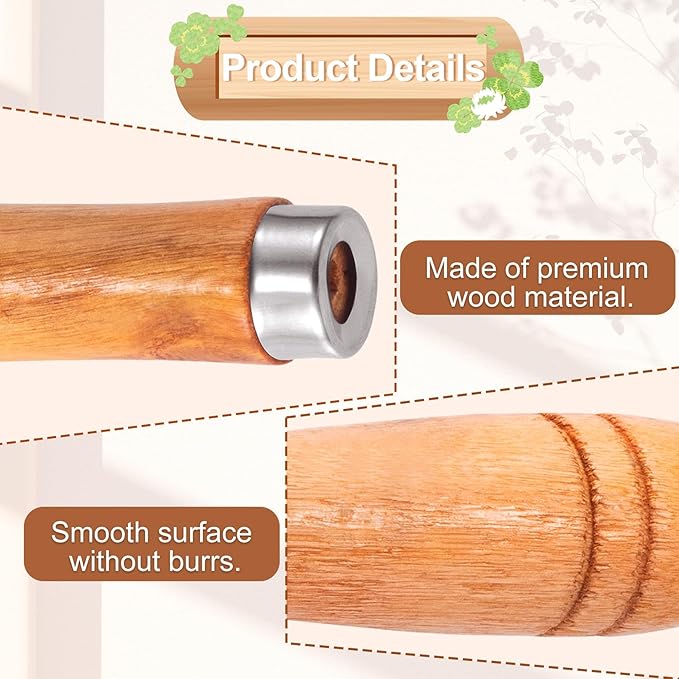 10 PCS Wooden File Handles with Strong Metal Collars, Medium Wooden Handle for 6" - 8" File, Screwdriver Hand Drill File Handle