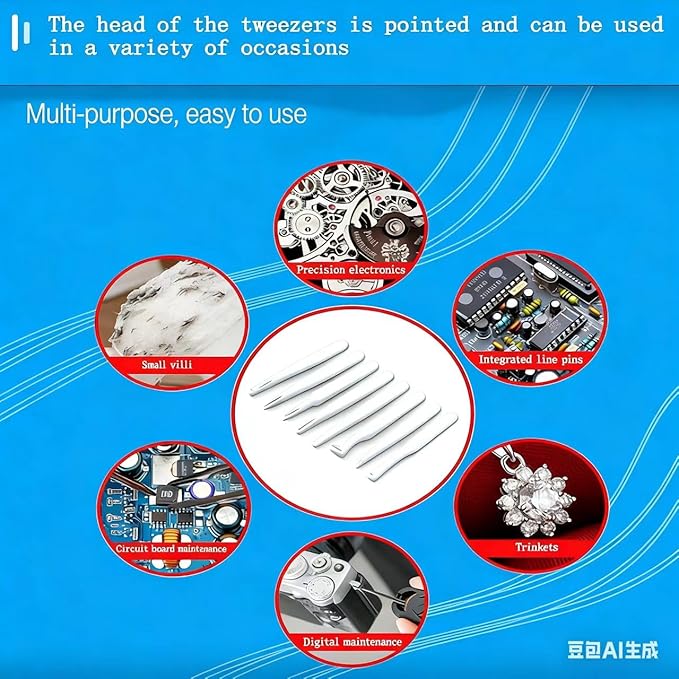 40Pcs（5set） ESD Plastic Tweezers Set Precision Tweezers Set ，Non-magnetic and Anti-Static Carbon fiber Tweezer Kits，for Craft,Electronics Repair,jewelry,Laboratory Work,And Used Etc（White）