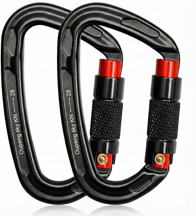 Auto Locking Carabiner Clips - 28KN (6172lbs) Heavy Duty Caribeaners 竊?PCS Large Carabiner Clip for Keychains竊똇ammock竊똂amping, Gym, Hiking, Outdoor 竊똃og Leash