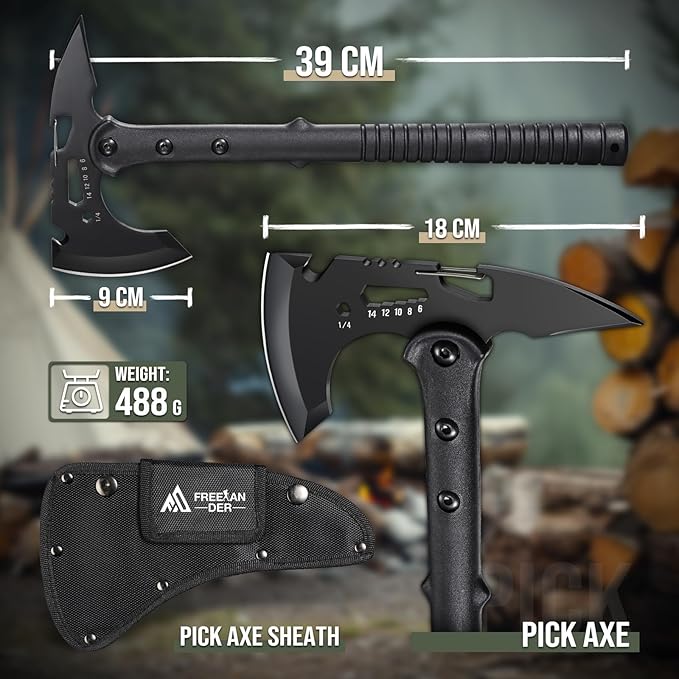 Freelander Hatchet, Sharp Outdoor Axe, Portable Camping Axe with Clip and Sheath, Durable Hatchet for Camping, Hiking, and Outdoor Use with Comfortable Handle, for Men Women