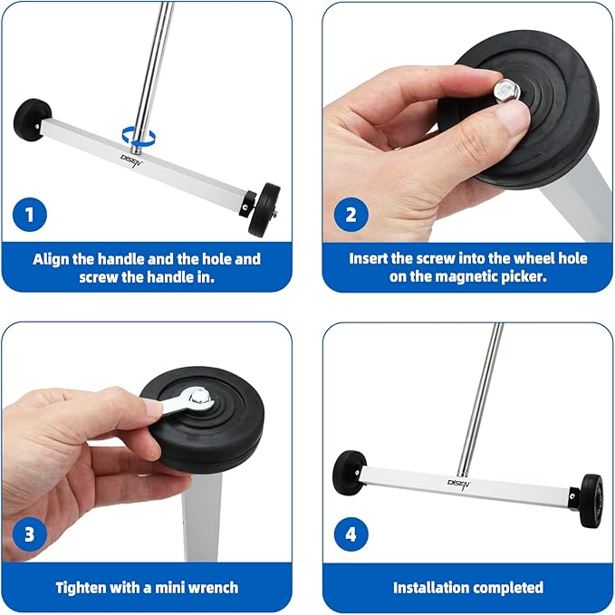 DISEN 17-Inch Magnetic Pick Up Sweeper Lawn Sweeper Roofing Tools Magnet for Nails Adjustable Handle 8.8-Pound Capacity Heavy-Duty Magnet to Pick Up Nails with Telescoping Magnet Pick-up Tool Set