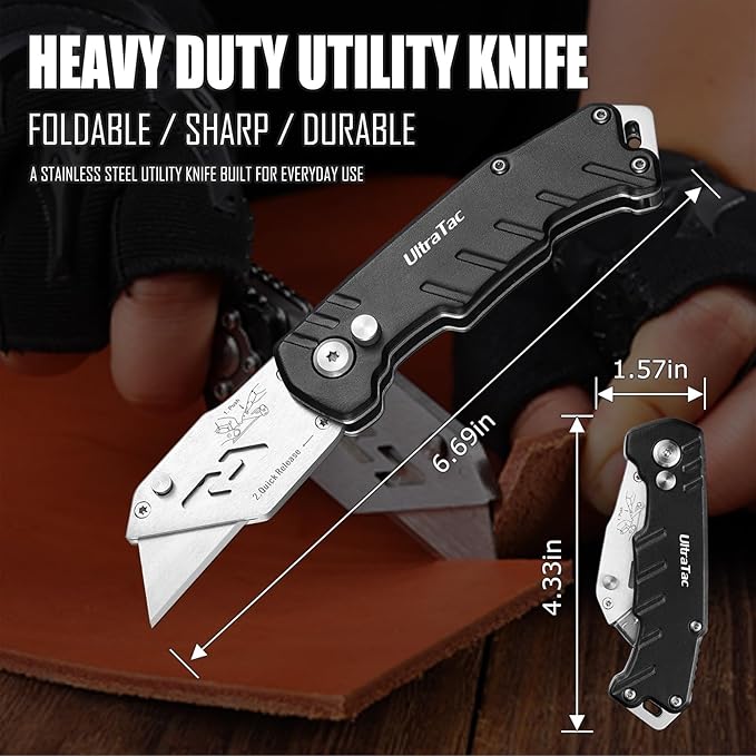 UltraTac Military Grade Multitool Gift Set for Men, Compact Survival Kit for Car Emergency, New Year or Birthday Gift for Man, Pocket EDC Tools for Camping, Hiking & Quick Fixes - Stainless Steel
